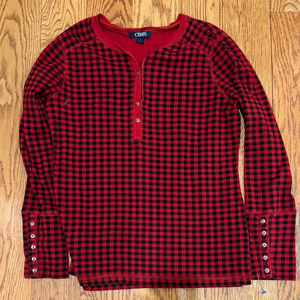 Chaps Red and Black Plaid Long Sleeve Shirt